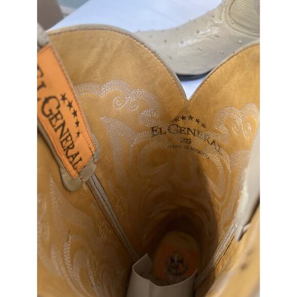 RARE J TOE RODEO COWBOY BOOTS HAND CRAFTED Men’s Sz 6 TAN Leather Ostrich - Picture 5 of 6